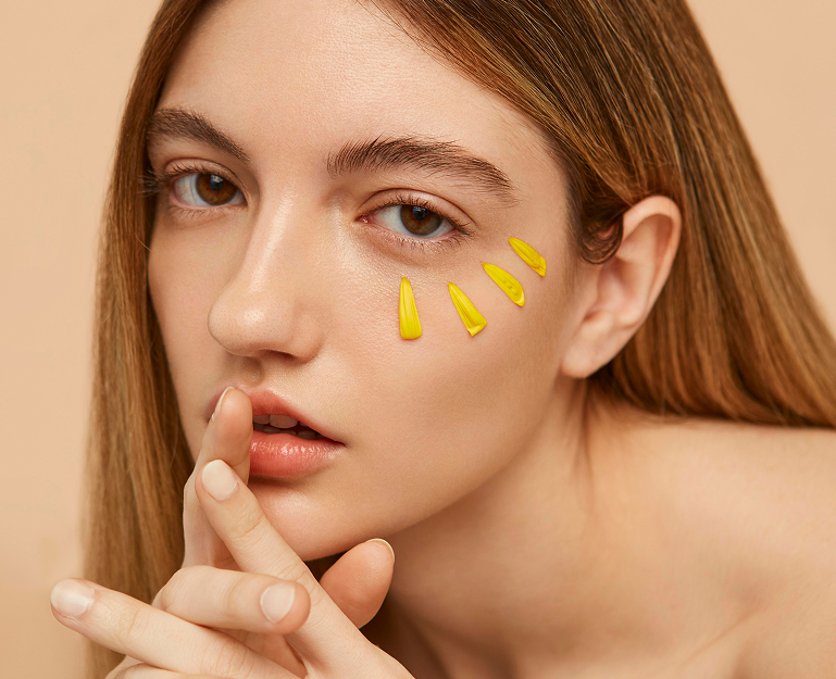 Close Up Woman Posing With Plant